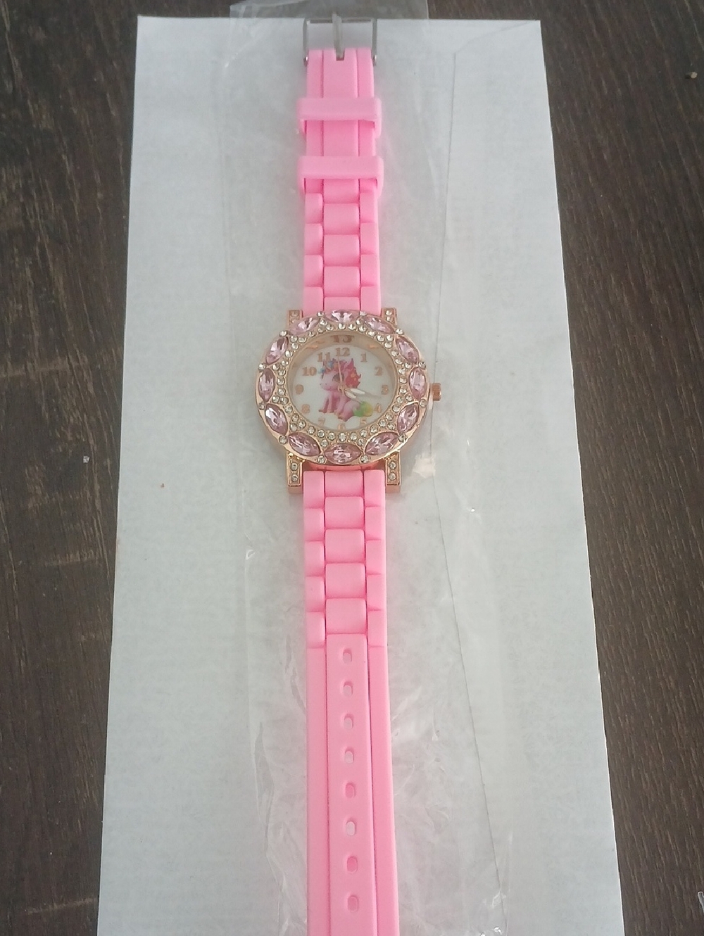 Pink Crystal Floral Silicone Strap Watch